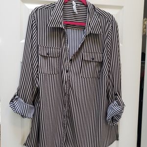 3/4 sleeve button down blouse